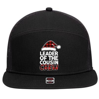 Leader of the Cousin Crew Christmas Buffalo Red Plaid Xmas 7 Panel Mesh Trucker Snapback Hat