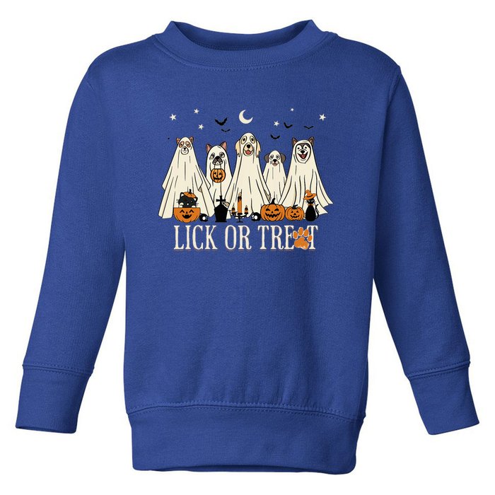 Lick Or Treat Funny Ghost Dog Cute Halloween Dog Lover Toddler Sweatshirt