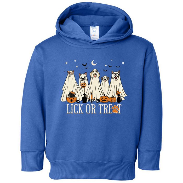 Lick Or Treat Funny Ghost Dog Cute Halloween Dog Lover Toddler Hoodie