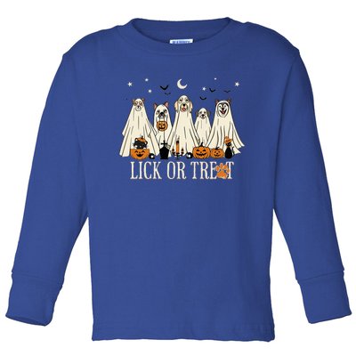 Lick Or Treat Funny Ghost Dog Cute Halloween Dog Lover Toddler Long Sleeve Shirt