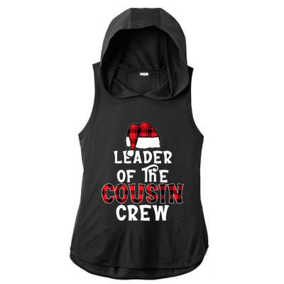 Leader Of The Cousin Crew Pajamas Funny Xmas Buffalo Plaid Ladies PosiCharge Tri-Blend Wicking Draft Hoodie Tank