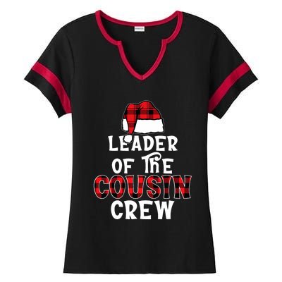 Leader Of The Cousin Crew Pajamas Funny Xmas Buffalo Plaid Ladies Halftime Notch Neck Tee