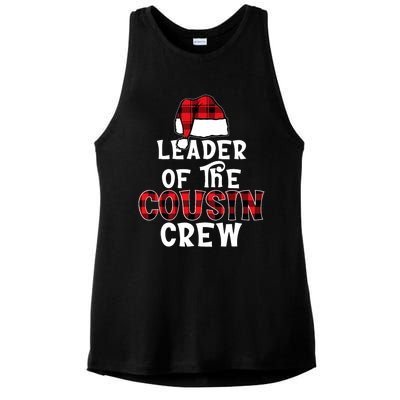 Leader Of The Cousin Crew Pajamas Funny Xmas Buffalo Plaid Ladies PosiCharge Tri-Blend Wicking Tank