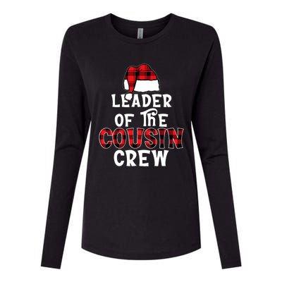 Leader Of The Cousin Crew Pajamas Funny Xmas Buffalo Plaid Womens Cotton Relaxed Long Sleeve T-Shirt