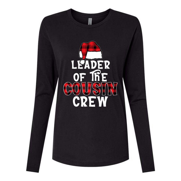 Leader Of The Cousin Crew Pajamas Funny Xmas Buffalo Plaid Womens Cotton Relaxed Long Sleeve T-Shirt