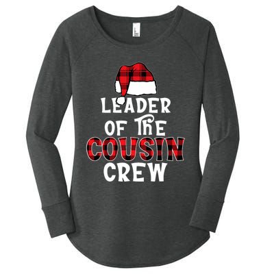 Leader Of The Cousin Crew Pajamas Funny Xmas Buffalo Plaid Women's Perfect Tri Tunic Long Sleeve Shirt