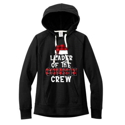 Leader Of The Cousin Crew Pajamas Funny Xmas Buffalo Plaid Women's Fleece Hoodie