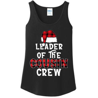 Leader Of The Cousin Crew Pajamas Funny Xmas Buffalo Plaid Ladies Essential Tank