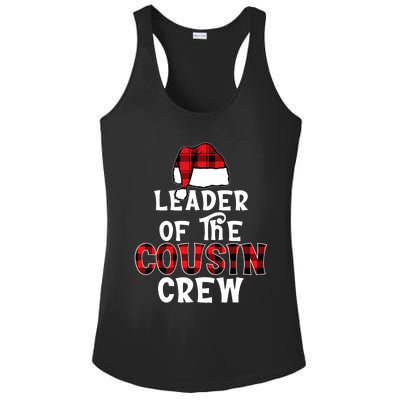 Leader Of The Cousin Crew Pajamas Funny Xmas Buffalo Plaid Ladies PosiCharge Competitor Racerback Tank