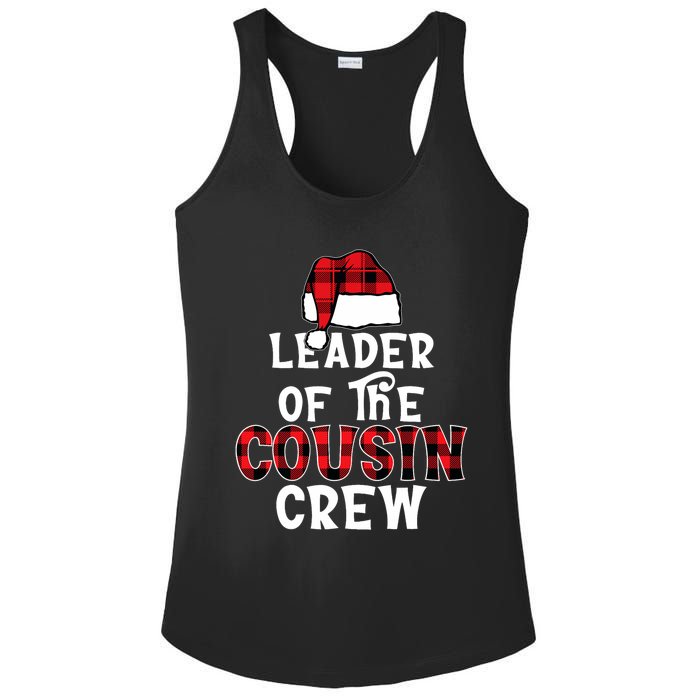 Leader Of The Cousin Crew Pajamas Funny Xmas Buffalo Plaid Ladies PosiCharge Competitor Racerback Tank