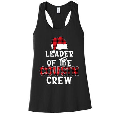 Leader Of The Cousin Crew Pajamas Funny Xmas Buffalo Plaid Women's Racerback Tank