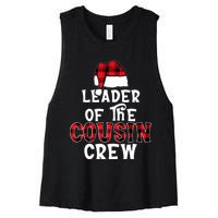 Leader Of The Cousin Crew Pajamas Funny Xmas Buffalo Plaid Women's Racerback Cropped Tank