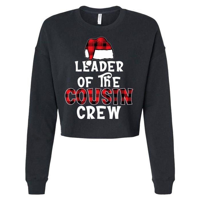 Leader Of The Cousin Crew Pajamas Funny Xmas Buffalo Plaid Cropped Pullover Crew