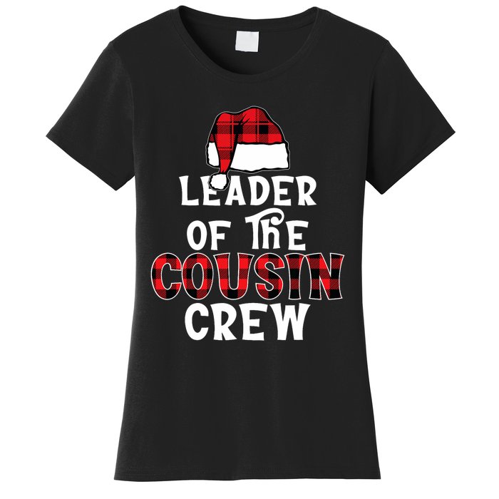 Leader Of The Cousin Crew Pajamas Funny Xmas Buffalo Plaid Women's T-Shirt