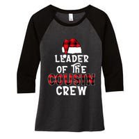 Leader Of The Cousin Crew Pajamas Funny Xmas Buffalo Plaid Women's Tri-Blend 3/4-Sleeve Raglan Shirt