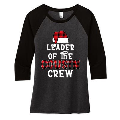 Leader Of The Cousin Crew Pajamas Funny Xmas Buffalo Plaid Women's Tri-Blend 3/4-Sleeve Raglan Shirt