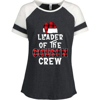 Leader Of The Cousin Crew Pajamas Funny Xmas Buffalo Plaid Enza Ladies Jersey Colorblock Tee