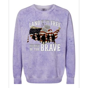 Land Of The Free Because Of The Brave Cute Gift Colorblast Crewneck Sweatshirt