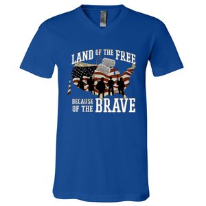 Land Of The Free Because Of The Brave Cute Gift V-Neck T-Shirt