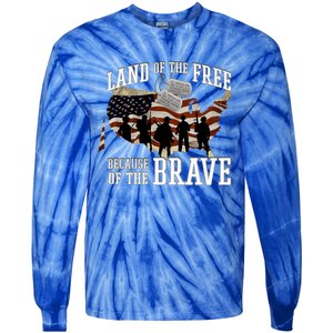 Land Of The Free Because Of The Brave Cute Gift Tie-Dye Long Sleeve Shirt