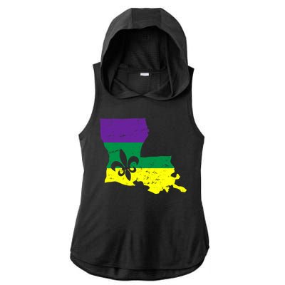 Louisiana Mardi Gras Ladies PosiCharge Tri-Blend Wicking Draft Hoodie Tank