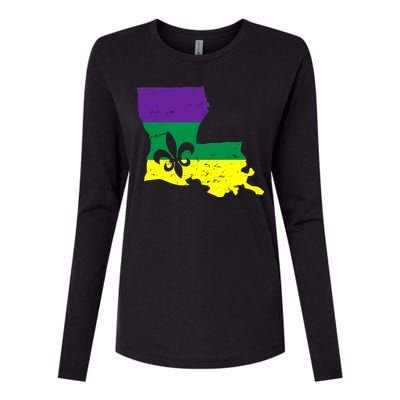 Louisiana Mardi Gras Womens Cotton Relaxed Long Sleeve T-Shirt