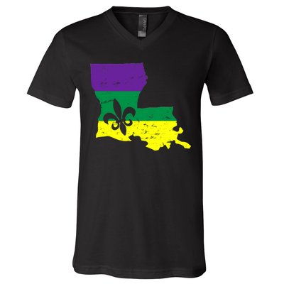 Louisiana Mardi Gras V-Neck T-Shirt