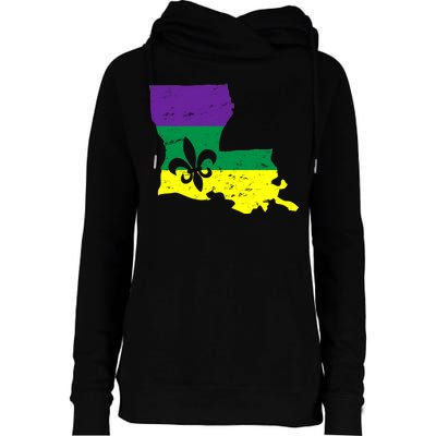 Louisiana Mardi Gras Womens Funnel Neck Pullover Hood