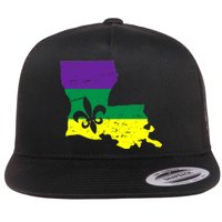 Louisiana Mardi Gras Flat Bill Trucker Hat