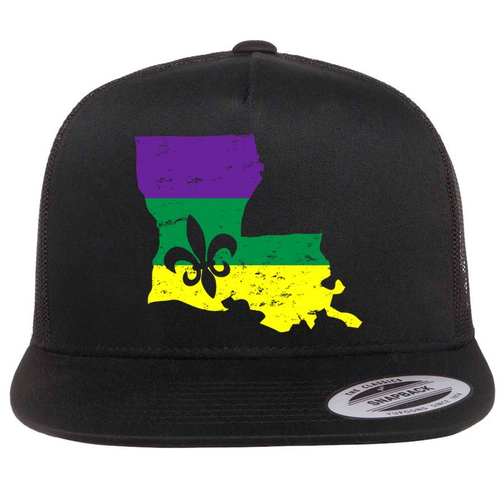 Louisiana Mardi Gras Flat Bill Trucker Hat