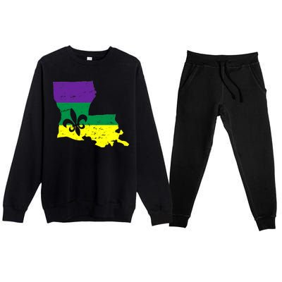 Louisiana Mardi Gras Premium Crewneck Sweatsuit Set