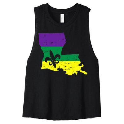 Louisiana Mardi Gras Women's Racerback Cropped Tank