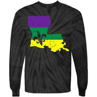 Louisiana Mardi Gras Tie-Dye Long Sleeve Shirt