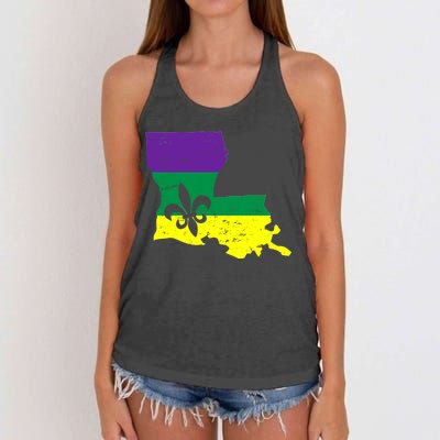 Louisiana Mardi Gras Women's Knotted Racerback Tank