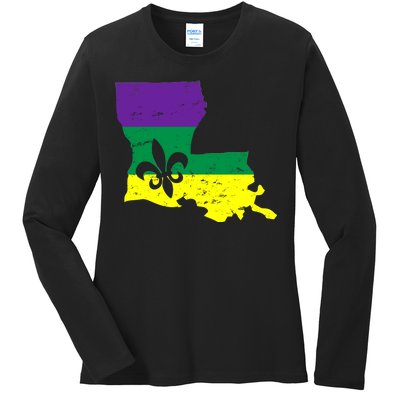 Louisiana Mardi Gras Ladies Long Sleeve Shirt