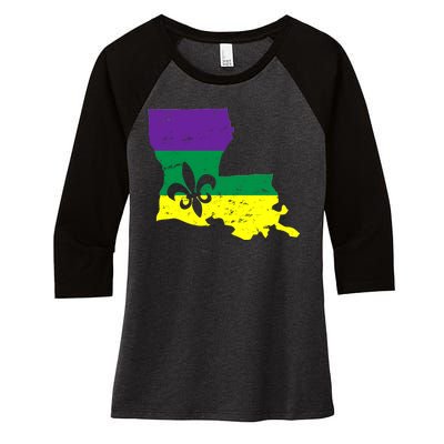 Louisiana Mardi Gras Women's Tri-Blend 3/4-Sleeve Raglan Shirt