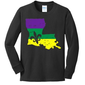 Louisiana Mardi Gras Kids Long Sleeve Shirt