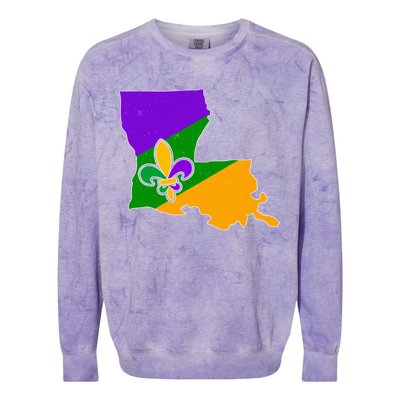 Louisiana Mardi Gras Fleur De Lis Colorblast Crewneck Sweatshirt