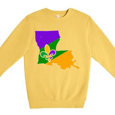 Louisiana Mardi Gras Fleur De Lis Premium Crewneck Sweatshirt