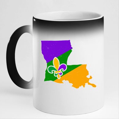 Louisiana Mardi Gras Fleur De Lis 11oz Black Color Changing Mug