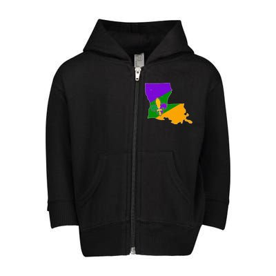 Louisiana Mardi Gras Fleur De Lis Toddler Zip Fleece Hoodie