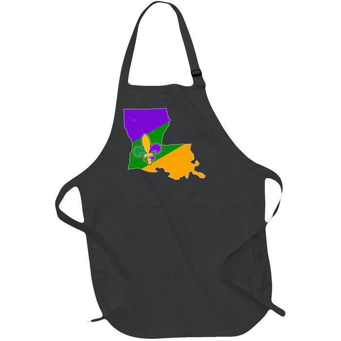 Louisiana Mardi Gras Fleur De Lis Full-Length Apron With Pockets