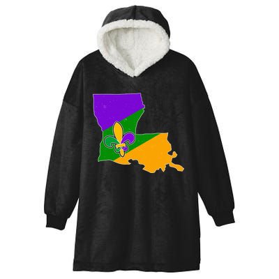 Louisiana Mardi Gras Fleur De Lis Hooded Wearable Blanket