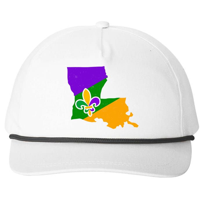 Louisiana Mardi Gras Fleur De Lis Snapback Five-Panel Rope Hat