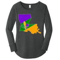 Louisiana Mardi Gras Fleur De Lis Women's Perfect Tri Tunic Long Sleeve Shirt