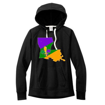 Louisiana Mardi Gras Fleur De Lis Women's Fleece Hoodie