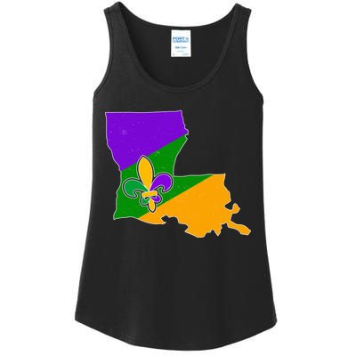 Louisiana Mardi Gras Fleur De Lis Ladies Essential Tank