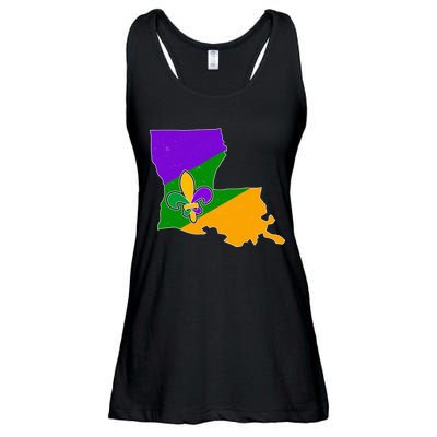 Louisiana Mardi Gras Fleur De Lis Ladies Essential Flowy Tank