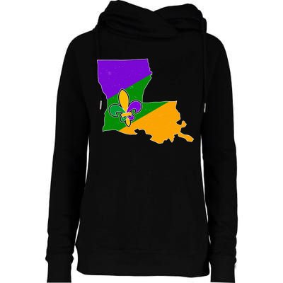 Louisiana Mardi Gras Fleur De Lis Womens Funnel Neck Pullover Hood