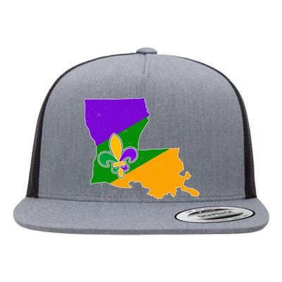 Louisiana Mardi Gras Fleur De Lis Flat Bill Trucker Hat